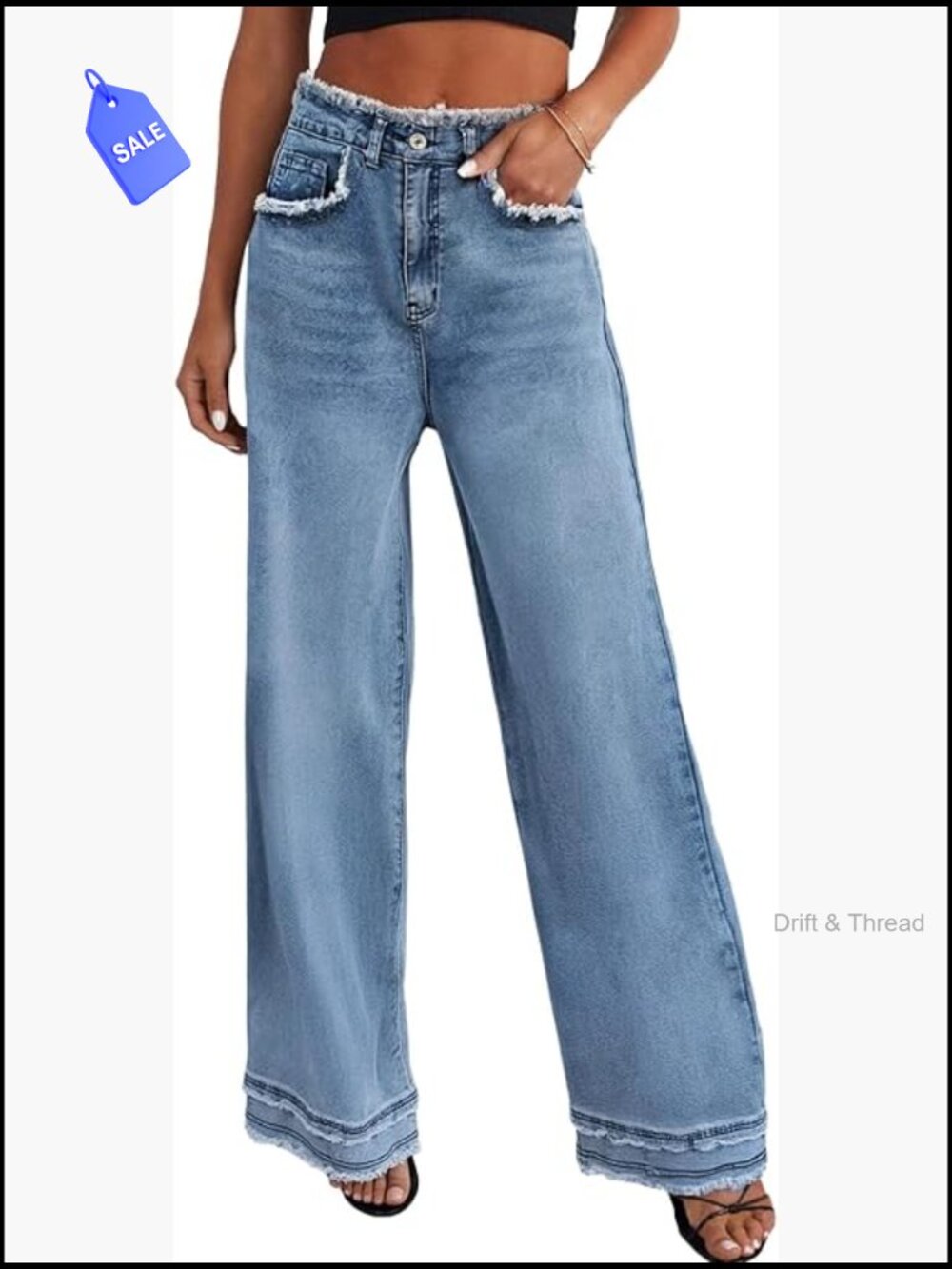 High Waisted Wide Leg Baggy Jeans Stretch Denim